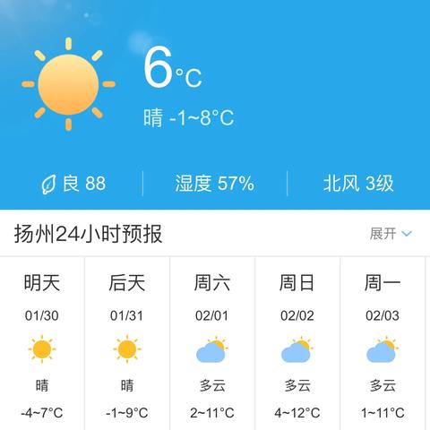 扬州天气预报30天（一个月扬州天气预报30天）